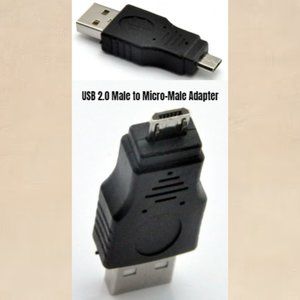 USB 2.0 Male to Micro-Male Adapter Charge Connect Android Devices Cameras